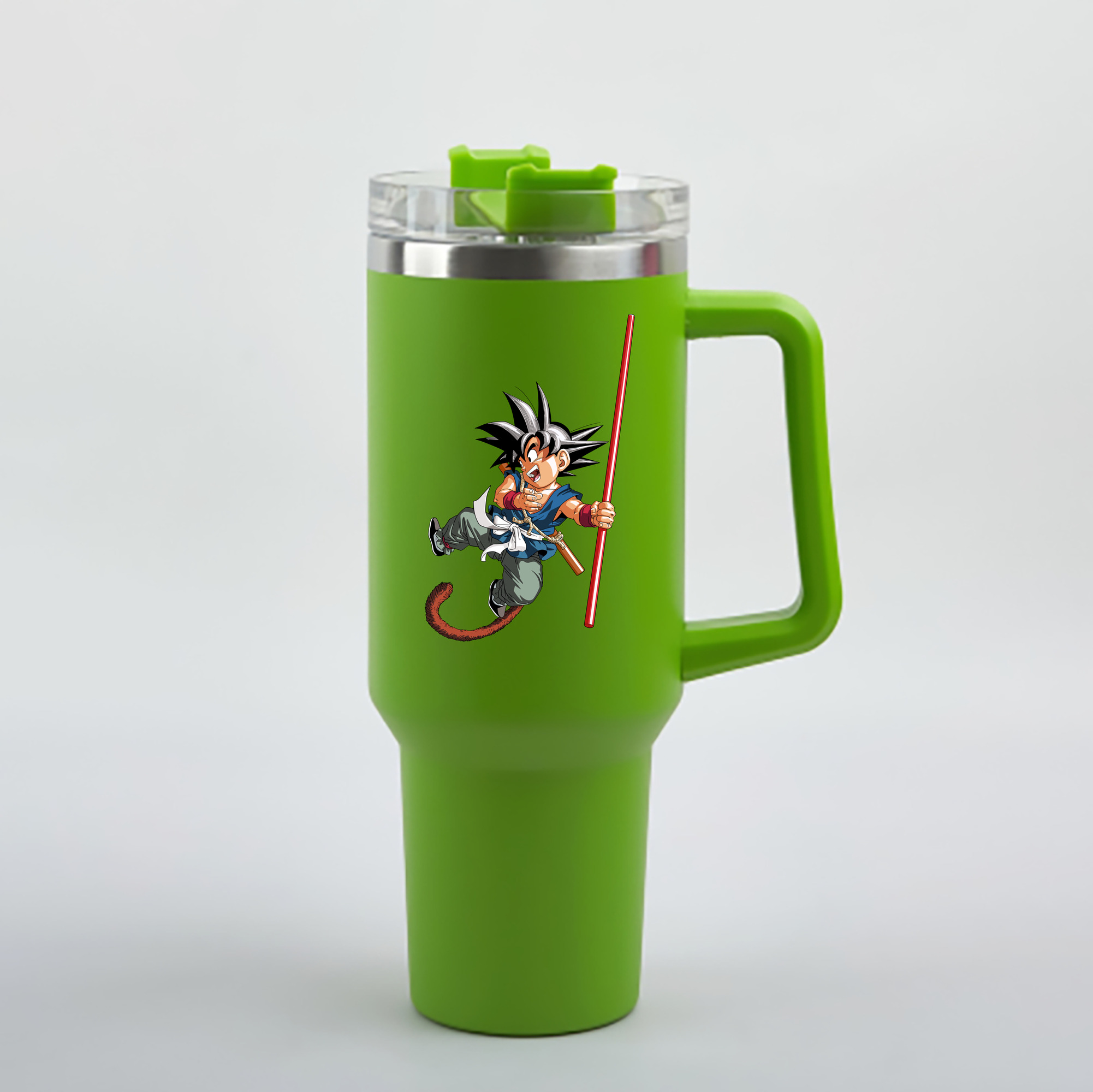 （画像用） ドラゴンボール 孫悟空（そん ごくう）Son Goku カカロット DRAGON BALL Kakarotto 1200mL車用タンブラー - クリスタルステッカー（プラスチックストロー付き）